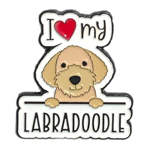 NEW! I Love My Labradoodle Labrador Poodle Pup Enamel Pin Brooch - Picture 1 of 5